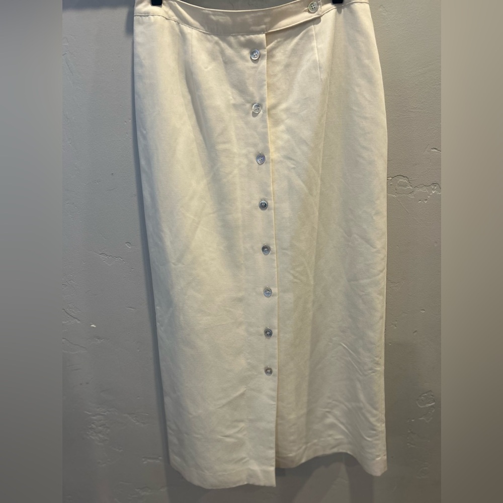 Vintage Emma & James Cream Button-Down Skirt Sz 10